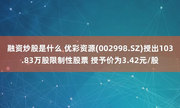 融资炒股是什么 优彩资源(002998.SZ)授出103.83万股限制性股票 授予价为3.42元/股