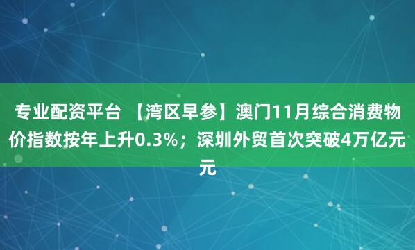 专业配资平台 【湾区早参】澳门11月综合消费物价指数按年上升0.3%；深圳外贸首次突破4万亿元