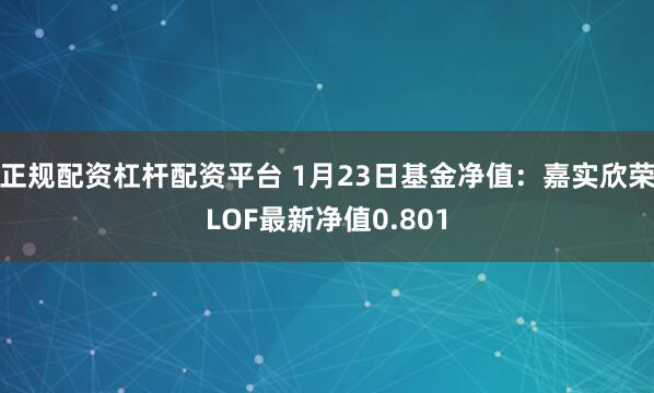 正规配资杠杆配资平台 1月23日基金净值：嘉实欣荣LOF最新净值0.801