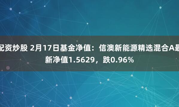 配资炒股 2月17日基金净值：信澳新能源精选混合A最新净值1.5629，跌0.96%