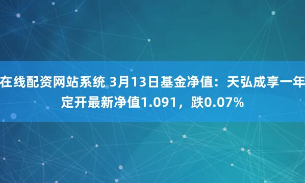 在线配资网站系统 3月13日基金净值：天弘成享一年定开最新净值1.091，跌0.07%